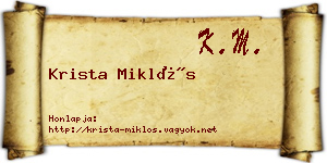 Krista Miklós névjegykártya