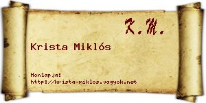 Krista Miklós névjegykártya